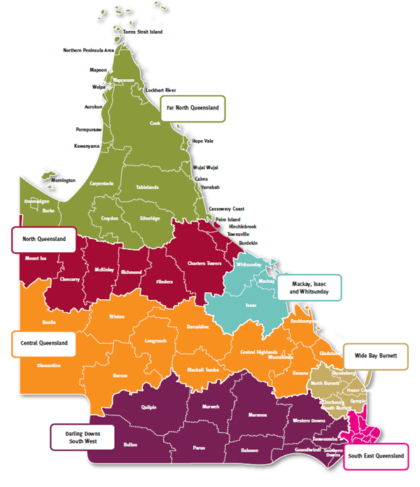 Queensland regions map